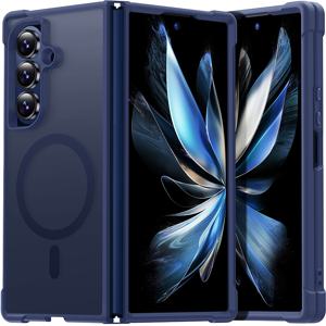 TEMU AUNOTE 신제품 럭셔리 매트 텍스처 접이식 자석 폰케이스, 코너 충격 보호, 최대 강력 자석 무선 충전 지원, 차량 거치대 등 다양한 시나리오에 적합, 삼성 폴드 7용 남녀 공용 선물. 블랙/로얄 블루/그레이 색상 제공