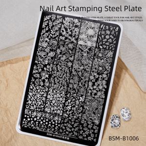 TEMU 네일 프린팅 스틸 플레이트, 투명 전사 프린팅 스틸 플레이트, 편리하고 빠른 프로토타이핑, 네일샵 또는 가정용 DIY에 적합, 꽃, 나비, 장미, 불꽃놀이, 레이스 리본, 프린팅 보드, 네일 프린팅 몰드 스틸 플레이트