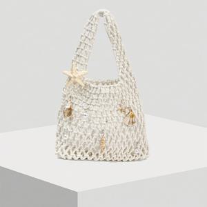 TEMU 싱글팩 폴리에스터 실 크로셰 메쉬 눈꺼풀 베이스 패브릭 멀티컬러 솔리드 로프 직조 토트백, 아가일 경량 휴대용 대용량 귀여운 스타일, 퀼트백 비치백 여성용, 초보자 & 사무직 여성, 선생님 선물/선생님 기프트, 비즈니스/출퇴근/업무/사무실, 휴일/휴가/야외/외출/여행/하이킹/스포츠 필드/스포츠/등산에 적합, 여름, 가을/겨울, 가을 필수품