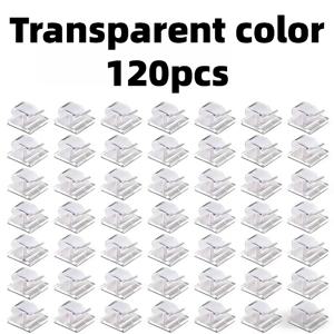 TEMU 120개 접착 케이블 클램프, 전선 관리용 투명 와이어 브래킷, 벽 및 테이블 밑 플라스틱 케이블 티슈 클램프