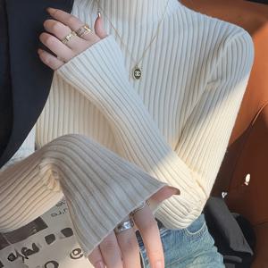 TEMU 여성용 하프 터틀넥 단색 베이스 레이어 상의, 봄 가을용 활용도 높은 스웨터, 긴소매 풀오버