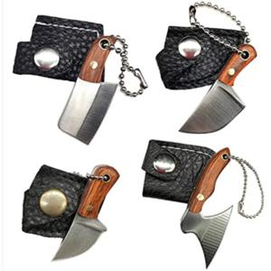 TEMU 4pcs/세트 다마스쿠스 포켓 나이프 세트 미니 도끼형 소형 칼 EDC 나이프 세트 패키지 오프너 박스 커터용 작은 클리버