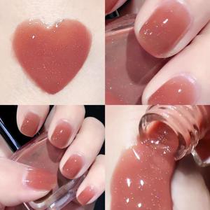 TEMU 1+1（피치 + 샴페인 골드） 젤리 네일젤 로즈핑크 샴페인골드 그라데이션 투명 글로시 노램프 셀프 네일젤 8ml*2개