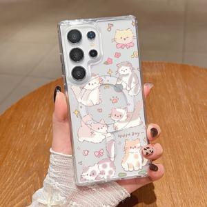 TEMU 폰 케이스: 1개 패션 크리에이티브 부드럽고 귀여운 고양이 패턴 프린트 충격 방지 소프트 터치 PC 휴대폰 케이스, 갤럭시 S26울트라/s26+/26/25/25+/25울트라/s24fe/s23/s23+/s23울트라/s22/s21/s20fe/a14/a15/a16/a17/a57/a56/a54/a55/.GCX와 호환