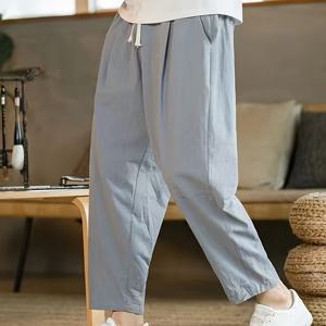 TEMU 남성 여름 캐주얼 조거 팬츠 - 가볍고 통기성 좋은 원단으로 제작되었으며, 신축성 있는 드로스트링 허리 밴드, 포켓이 있는 루즈핏으로 헬스, 러닝 및 일상복에 적합하며, 편안하고 좋은 착용감을 위해 단색으로 디자인되었습니다.