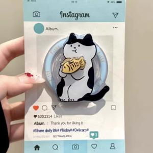 TEMU 귀여운 회전하는 물고기 점박이 고양이 자석 휴대폰 거치대