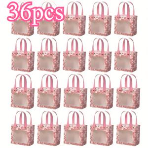 TEMU 그녀/남성을 위한 선물 18/36개 금도금 벚꽃 패턴 선물 상자 (투명 창 포함) - 웨딩 시즌, 파티, 생일, 어버이날, 추수감사절, 부활절 파티에 완벽