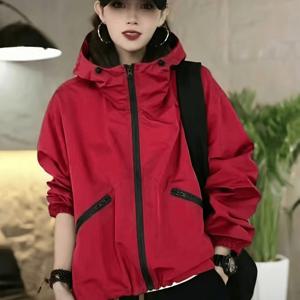 TEMU 유럽 사이트 여성용 루즈핏 후드 자켓, 2026년 봄/가을 패셔너블 캐주얼 후드 자켓 탑