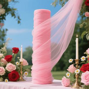 TEMU 1롤 164피트 초장형 라이트핑크 투명 툴 & 오간자 원단 - 웨딩, 생일, 파티용 - 아치 장식, 배경, 테이블 커버용 쉬어 드레이프 - DIY 이벤트, 무대 소품용 소프트 메쉬