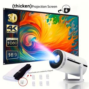 TEMU 60인치 휴대용 프로젝션 스크린, 홈시어터용, 주름 방지 접이식 4K 초고화질 16:9 영화 스크린, 노트북, 게임기용, 가정, 사무실, 파티용(프로젝터 미포함)