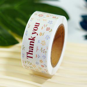 TEMU 스타일 소형 꽃무늬 감사 스티커, 롤당 120매, 긴 자체 접착식 밀봉 스티커, 선물 포장/베이킹 상자/수공예 장식 라벨, 1x3인치