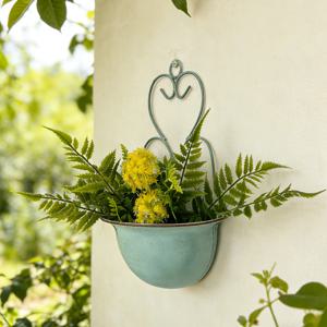 TEMU 레트로 파스텔 스타일의 메탈 벽걸이 꽃 받침대 꽃 바구니 화분 1개 - 레트로 야외 장식용 꽃 받침대, 발코니, 정원 및 테라스에 적합, 다육 식물 및 작은 식물에 이상적