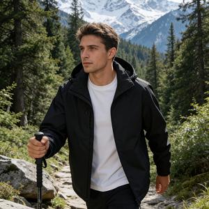 TEMU 봄 겨울 남성 의류 루즈핏 재킷 경량 긴소매 후드 자켓 캐주얼 아웃도어 낚시, 하이킹 캐주얼 복장, 대형 사이즈 후디 폴리에스터, 집업 지퍼, 탈착식 후드 남성용 코트