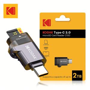 TEMU Kodak Type-C Micro SD 카드 리더 TF 메모리 카드 미니 트랜스플래시 어댑터, 최대 2TB 용량 지원