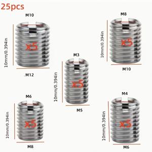 TEMU 25개 M3-M10 내/외산 스레드 삽입 (스레드 변환 너트), 부식 방지 및 고강도, 서브스트레이트의 손상된 스레드 구멍 수리를 위해 설계됨; 다양한 스레드 사양 연결 및 E를 가능하게 함