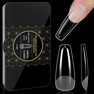 TEMU 600개 퀵칙 매트 미디엄 아몬드 프롬프트 인조 소프트 젤 네일 스티커, 하이힐 아몬드 콘 스퀘어 네일 프레스온 네일