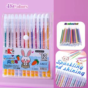 TEMU 48개 메탈릭 글리터 컬러 펜, 48개 수채화 마커. 미세한 팁으로 드로잉과 낙서에 적합, DIY 앨범, 블랙 카드, 콜라주, 공예, 세라믹, 돌, 유리에 이상적. 생일 선물, 크리스마스, 부활절, 새해 선물 또는 친구 선물로 완벽! 발렌타인데이 선물로도 훌륭합니다!