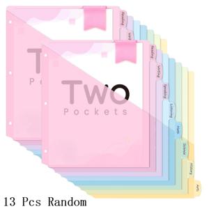 TEMU 7/13개 묶음 이중 포켓 바인더 (분리대 포함) | 3구 펀치 바인더 호환, 레터 사이즈 플라스틱 보호 페이지, 학교, 대학 및 사무용품에 적합, 부드러운 색상