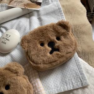 TEMU 만화 플러시 리틀 베어 동전 지갑, 잡화 보관 가방, 이어폰 가방 포켓 봉투, 자수 소형 카드 가방, 복숭아 만화 곰, 축제용 실용적인 선물