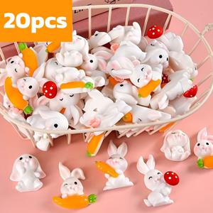 TEMU 20개 미니 당근 토끼 레진 패치 - 부활절 토끼 장식, 주얼리 제작, 폰케이스 액세서리 & 헤어핀용 - 혼합 토끼 모양 DIY 공예 재료, 봄 여름 테마, 폰케이스 데칼, 헤어핀 참