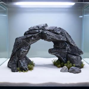 TEMU 시뮬레이션 자연 질감 암석 아치 수족관 조경 장식, 파충류 도마뱀 게코 은신처 레진 암석 조경석, 수족관 생태 조경 창의적 장식품
