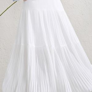 TEMU 플리츠 루즈핏 纸喇叭 라인 스커트