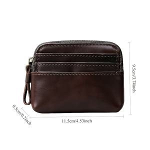 TEMU 풀 그레인 가죽 제로 지갑, 레트로 풀 그레인 소가죽 슬림 카드 홀더 제로 지갑, 간편한 휴대, 핸드메이드 남녀공용 클래식 사슴가죽 운전면허증 보관 가방