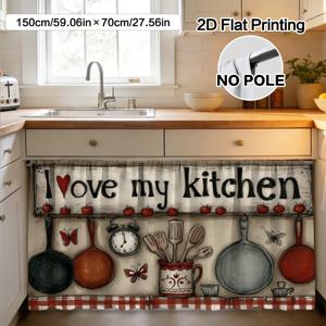 TEMU 2D 평면, (2D 평면) 1개 주방 정물화 커튼 & 캐비닛 장식 - 폴리에스터 소재, 쉽게 세척 가능, 로드 포켓 디자인으로 간편한 설치, 침실 서재 욕실, 홈 아파트 장식, 스타일리시하고 내구성 있는, 2D 평면