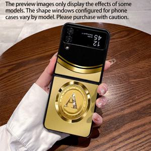 TEMU 폰케이스: 골든 레터 A 클로즈업 패턴 디자인, 고급스러운 미학, 실용적인 합성 가죽 케이스. 삼성 갤럭시 Z 플립 3, Z 플립 4, Z 플립 5, Z 플립 6, Z 폴드 2, Z 폴드 3, Z 폴드 4, Z 폴드 5, Z 폴드 6 호환. 삼성 전용 폰케이스, 얼룩 방지, 패셔너블, 트렌디