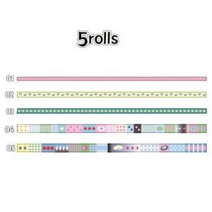 TEMU 스크랩북킹, 저널링, 플래너 스티커용 와시 테이프 5개 세트 (5롤) - DIY 공예, 플래너 콜라주, 스크랩북 용품, 불렛저널용 미적 문구류를 위한 장식용 테이프가 있는 레이스 & 무지 종이 롤