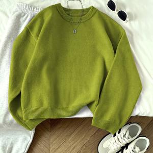 TEMU 여성용 봄 여름 가을 솔리드 컬러 루즈핏 라운드넥 스웨터 - 캐주얼 & 오피스 블라우스, 미디엄 스트레치 탑, 세탁기 사용 가능, 중립 톤의 봄 여름 가을 전환 아웃핏 (///그레이) ASD1 디렉션