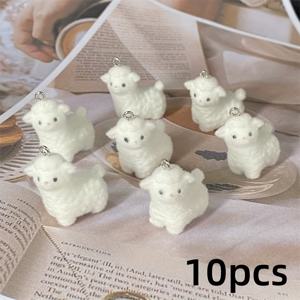 TEMU 10개 세트 레진 플로킹 알파카 펜던트 DIY 참, 수제 주얼리, 주얼리 만들기, 플로킹 디자인, 장식용 펜던트, 가벼운 참, 정교한 공예, 플로킹 오너먼트, DIY 액세서리, DIY 취미, 공예 애호가, 독특한 주얼리 만들기 참