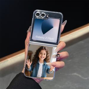 TEMU 휴대폰 케이스 - 사진으로 맞춤 DIY 휴대폰 케이스, 삼성 갤럭시 Z 플립 3, Z 플립 4, Z 플립 5, Z 플립 6, Z 플립 7에 적합한 마그네틱 투명 접이식 디자인. 이 로맨틱한 기념품은 특별한 선물로 만들 수 있습니다.