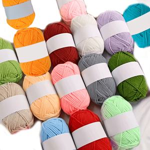 TEMU 초보 뜨개질자를 위한 16개 400그램의 코바늘 뜨개실 세트입니다. 스웨터, 모자, 가방 제작에 적합하며 사용하기 쉬워서 초보자에게도 좋습니다. 다양한 색상으로 제공됩니다.