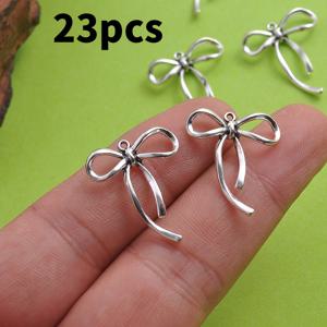 TEMU 23개 빈티지 실버 이지 보우노트 메탈 장식 | 공예 용품, 아연 합금, 팔찌, 목걸이, 귀걸이, 키체인에 이상적, 수제 프로젝트에 달콤한 분위기 추가