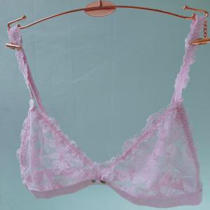 TEMU 로맨틱 레이스 장식 여성용 삼각 스트레치 레이스 브라, 컵 안감 없음, 조절 가능한 스트랩, 중앙 전면에 새틴 장미 장식