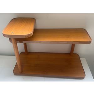 TEMU 우드 멀티 레이어 데스크탑 정리대 (컵 홀더 포함) - 모던 라이트 브라운 스탠딩 카운터탑 선반, 조립 불필요, 공간 절약형 화장대 정리대, 욕실, 주방, 침실용 - 우드 화장품 및 세면도구 보관 선반