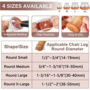 TEMU 20개 미끄럼 방지 가구 다리 보호대, 대부분의 사이즈에 적합, 스크래치 방지 및 내구성, 간편한 설치, 세련된 현대적인 디자인으로 스타일리시한 홈 데코, 의자 다리 바닥 보호대