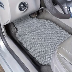 TEMU 4개 세트 그레이 유니버설 자동차 바닥 매트, 블랙/브라운/레드 인테리어 차량용 미끄럼 방지 사이즈 패브릭 패드, 우아한 단색 디자인, 내부 청결 유지 및 머리카락 모으기 효과, 쉬운 세탁 가능. 주 운전자 & 승객 좌석 크기 24.4*17.7인치*2 + 뒷좌석 발매트 19.3*17.7인치*2