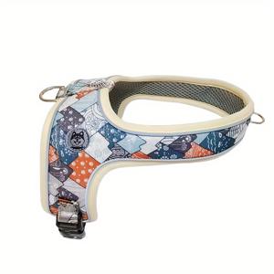 TEMU 반려견을 위한 통기성 좋은 경량 조끼형 하네스, 만화 프린트, 소형견 및 중형견에게 적합, 산책, 레저 활동 등에 사용 가능, 배터리 없음