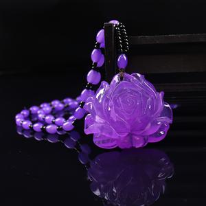 TEMU 국제 스타일 보라색 밀랍 펜던트 여성용 롱 스웨터 체인 고급 목걸이 물방울 펜던트 크리스마스 선물