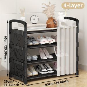 TEMU 1개 다층 두꺼운 철제 방진 신발 정리대, 임대용 신발장, 다기능 대용량 독립형 밀폐식 바닥형 신발 랙 (가정 현관, 로비, 거실, 침실, 복도용)