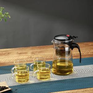 TEMU 1개 고보로실리케이트 유리 티포트, 쉬운 압착 인퓨저, 미끄럼 방지, 잎차 및 블루밍 티에 이상적, 가정, 사무실, 레스토랑 사용에 완벽, 차 액세서리