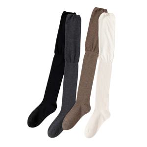 TEMU 여성용 오버 더 키니 삭스 4켤레 (화이트), 솔리드 컬러 힙업 삭스 (봄/가을용), 레이어드 디자인, 메쉬, 미끄럼 방지 다리 보호 기능, 회색, 검정색 짧은 부츠와 쌍발 삭스, 니하이 삭스와 함께 입기 적합