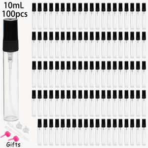 TEMU 100개 투명 스프레이 병 유리병 향수 에센셜 오일 분사기 스프레이 병, 전달 깔때기 스포이드 피펫 디스펜서 포함