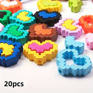 TEMU 20개 픽셀 하트 세트 아크릴 비즈