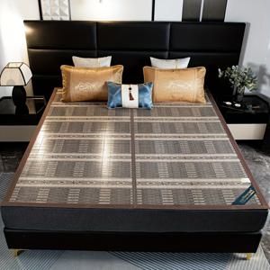 TEMU 1 여름용 대나무 매트 - 꽃무늬가 있는 가벼운 양면 접이식 스타일, 다양한 침대 크기에 적합 | 고품질의 깔끔한 대나무로 만든 무톱니, 접어서 보관하기 쉬움 | 베개 커버 미포함, 캠핑, 여행, 학생, 홈오피스 등에 이상적