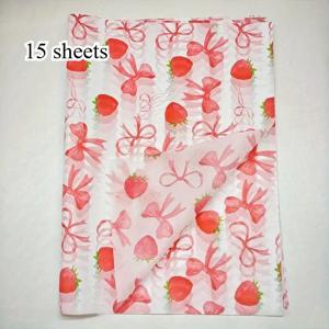 TEMU 15/60장, 로맨틱 핑크 딸기 무늬 선물 포장용 조직지, 50*35cm 얇은 종이, 선물 포장, 의류 방습, 선물 상자 채우기, 약한 보호, 생일 선물 장식, 데이 선물, 크리스마스 선물에 적합합니다.