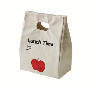 TEMU 1개 휴대용 알루미늄 호일 라이너 보온 도시락 가방 - 직장, 학교, 캠핑용 방수 및 신선도 유지 캔버스 피크닉백 (식품 접촉 금지)