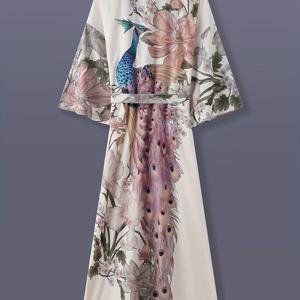 TEMU 일본 루즈 피카 피카 가로수 꽃무늬 프린트 미디 길이 기모노 가디건 얇은 코트 남녀 유럽 및 미국 우아한 파티 에스닉 스타일 봄 여름 스트리트 캐주얼 재킷 코트 해변 여행 휴가 의류 호리 일본 스타일 얇은 코트